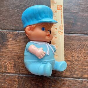 Rubber Squeak Baby Boy Toy Vintage 1968 Doll Figure Japan Iwai Industrial